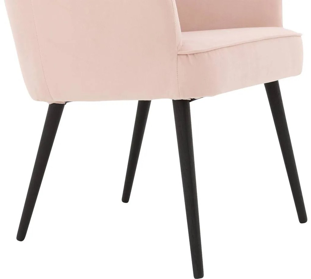Goossens Eetkamerstoel Rob roze velvet stof met armleuning, urban industrieel