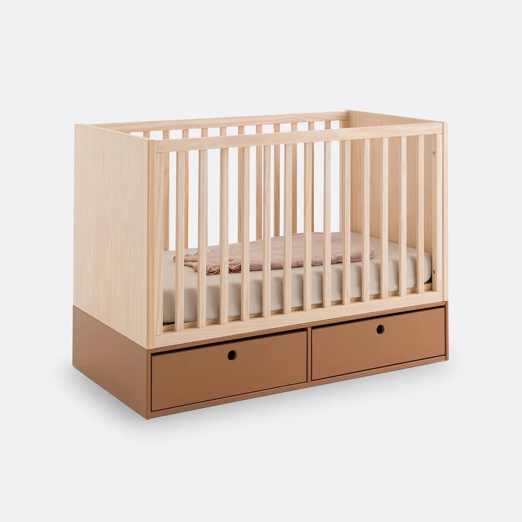 Babybed in grenen met opberglades, Bloky