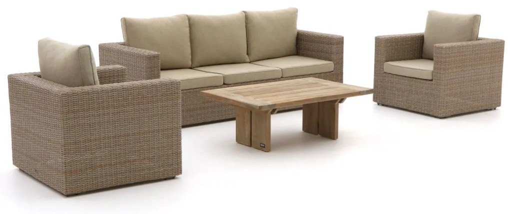 + 15% kassakorting | Stoel-bank loungeset Intenso  | 5 personen | Loungeset Old Teak Greywash/Beige | Wicker (vlechtwerk) | Kees Smit Tuinmeubelen
