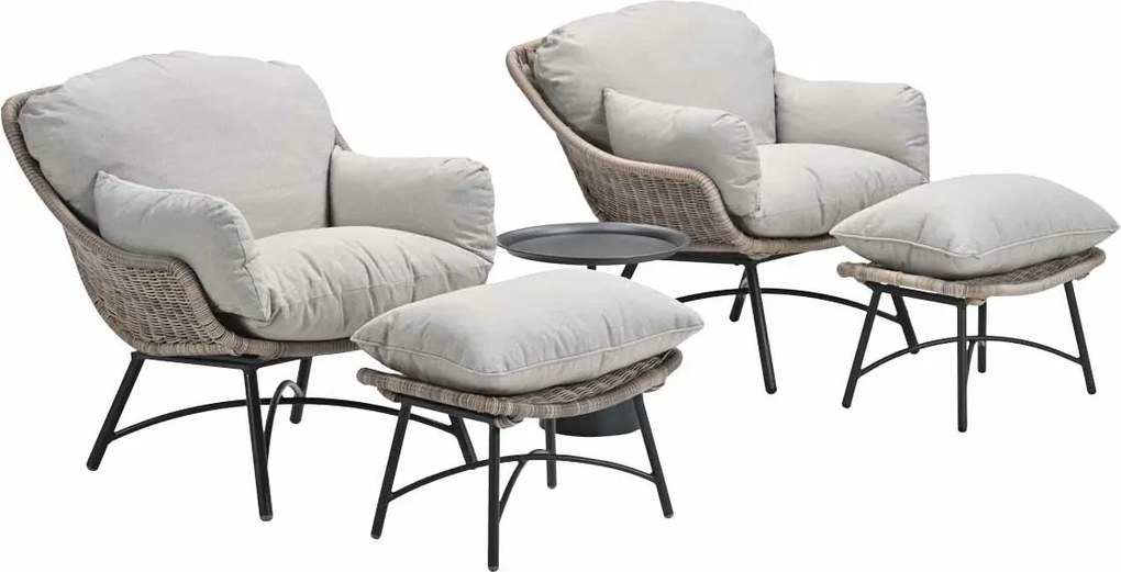 Garden Impressions Selene loungestoelen vintage willow - Mati bijzettafel Ø50x48 cm
