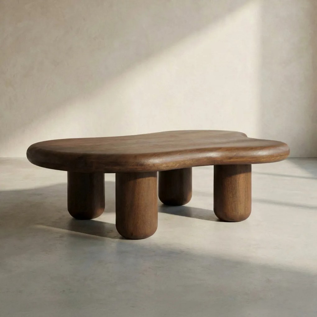 Walnoot Salontafel Organische Vorm - 116 X 89cm.