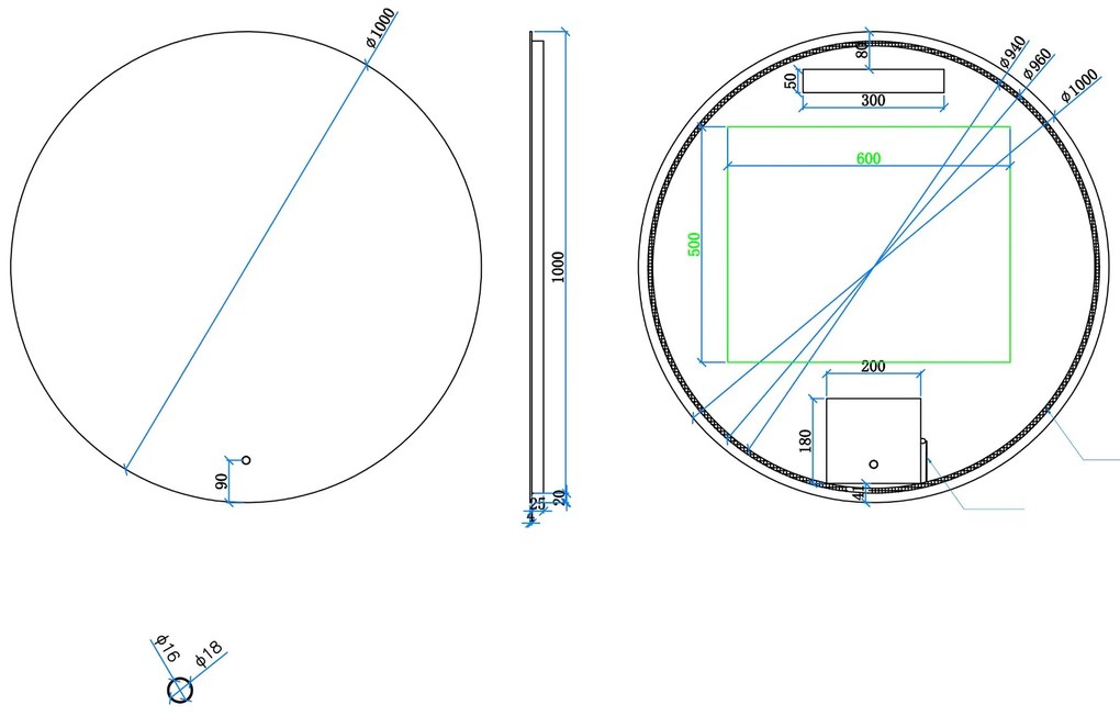 Mueller Cody ronde spiegel 100cm met verlichting en verwarming