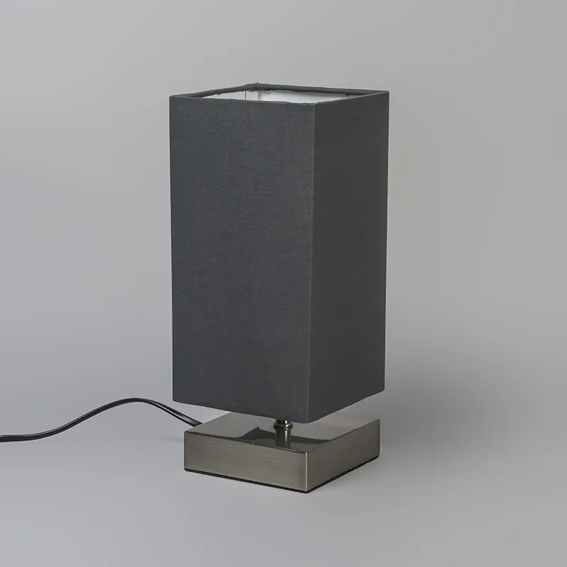 Moderne tafellamp grijs met staal - Milo