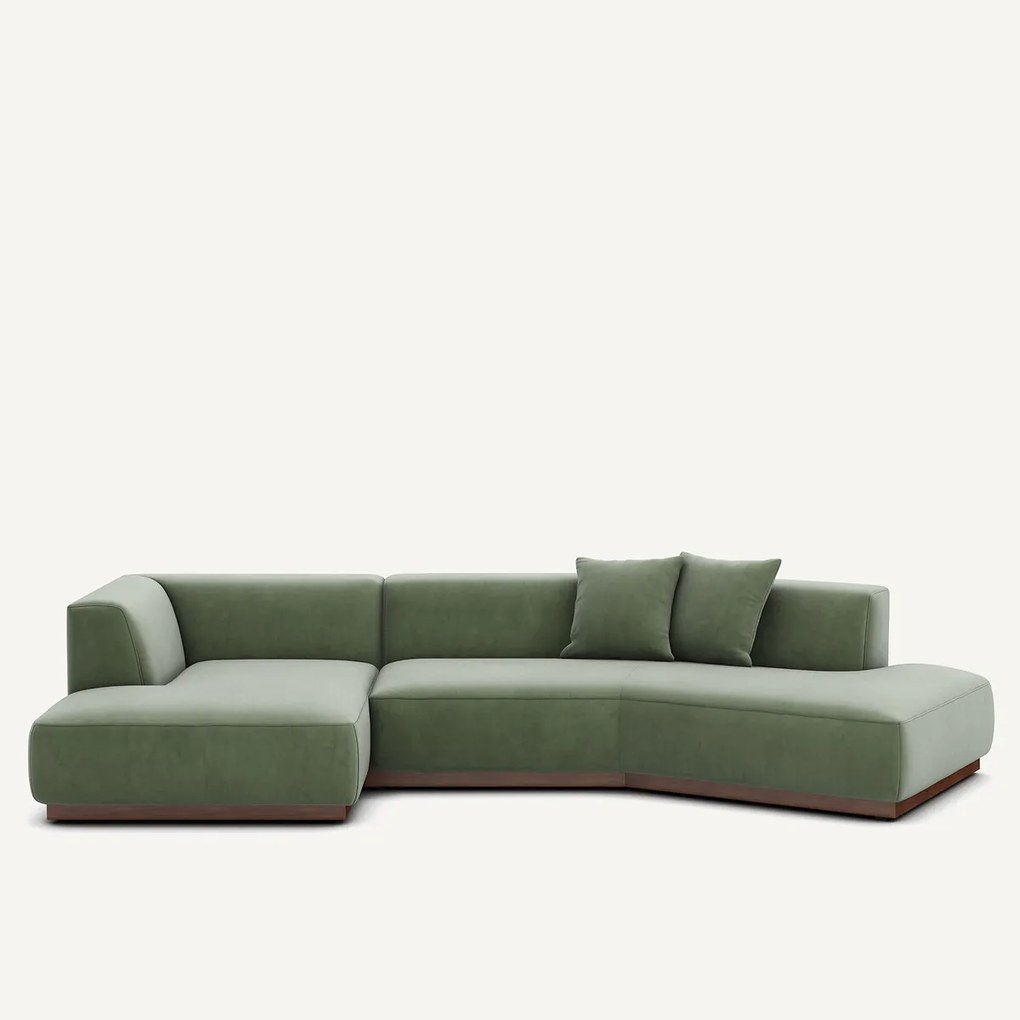 Linker open hoekbank fluweel, Jacopo