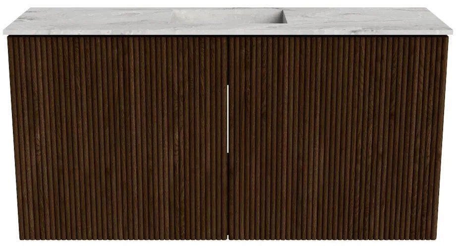 Mondiaz Joya DLux 80cm toiletmeubel walnut met wastafel faye midden 1 kraangat glace