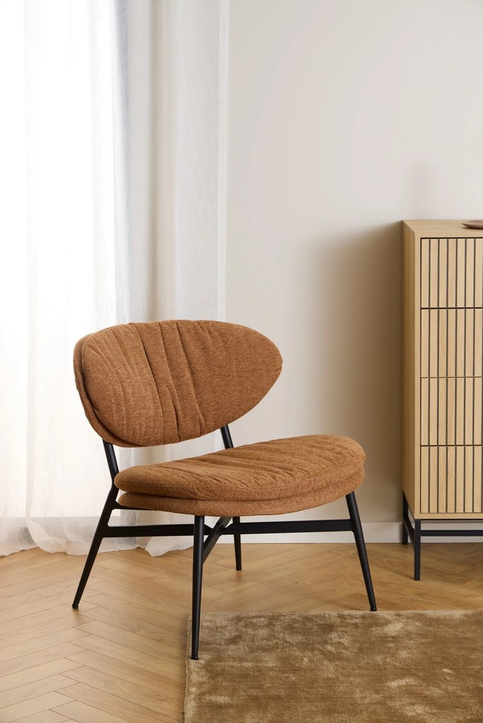 SOPHIA Terracotta (Apia 272)/zwart onderstel - RELAXFAUTEUIL STOEL VOOR DE WOONKAMER/HET KANTOOR MET BEKLEDING