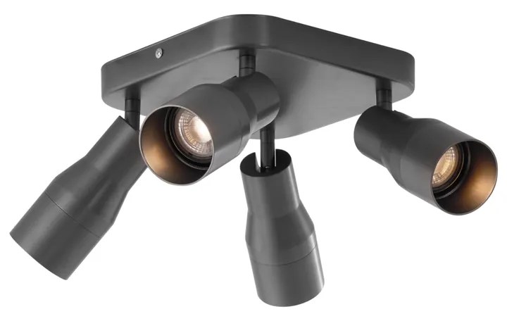 Plafondspot gunmetal GU10 50mm vierkant 4-lichts - Stanley