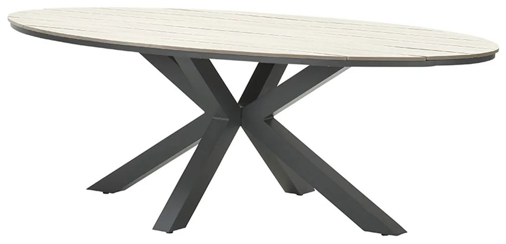 Garden Impressions Ross tuinset 7-delig mosgroen - Tulli tuintafel ovaal 220x115 cm light teak look