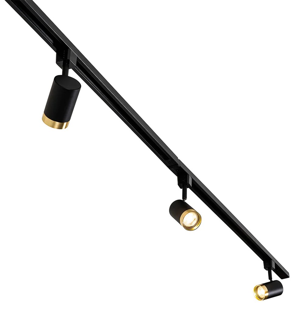 Smart railsysteem met 5 spots zwart goud 1-fase incl. 5 Wifi GU10 50mm - Iconic Jeana