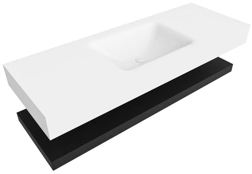 Zaro Alan badmeubel 130cm met planchet urban en vrijhangende wastafel cloud midden zonder kraangat talc