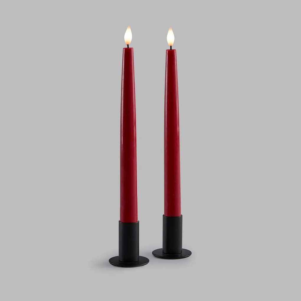 Set van 2 ledkaarsen, van was, hoogte 24,5 cm