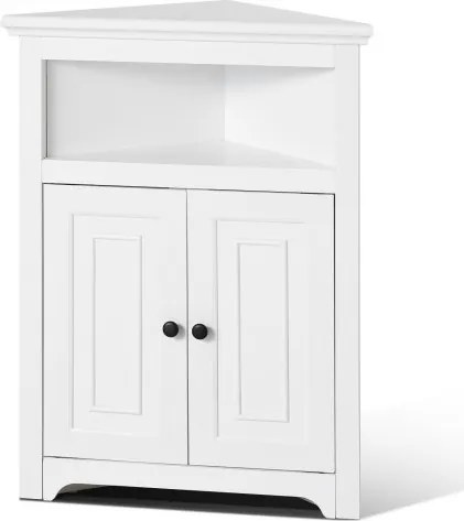 VEVOR Hoekkast met 3-laags planken Multifunctionele kast (845 mm hoog) met 2 houten deuren en verstelbare planken, vrijstaande keukenkast voor woonkamer/wasruimte, wit