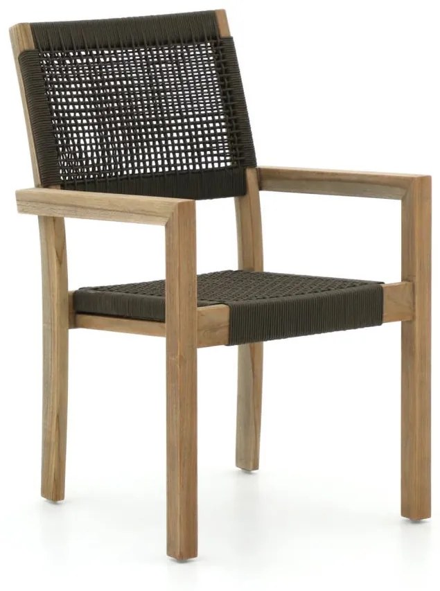 Dining tuinstoel |   ROUGH Batang | Rope (touw) | Groen/Old Teak | Stapelbaar | Kees Smit Tuinmeubelen