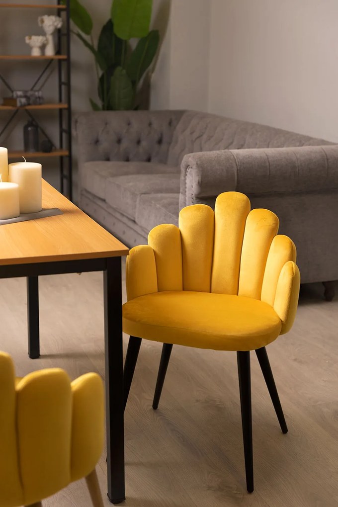 Hand Fluwelen Stoel Zwart Poten