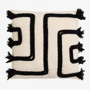 Vierkant Kussen 45x45 Cm Van Darcy-katoen Beige – Linnen - Sklum