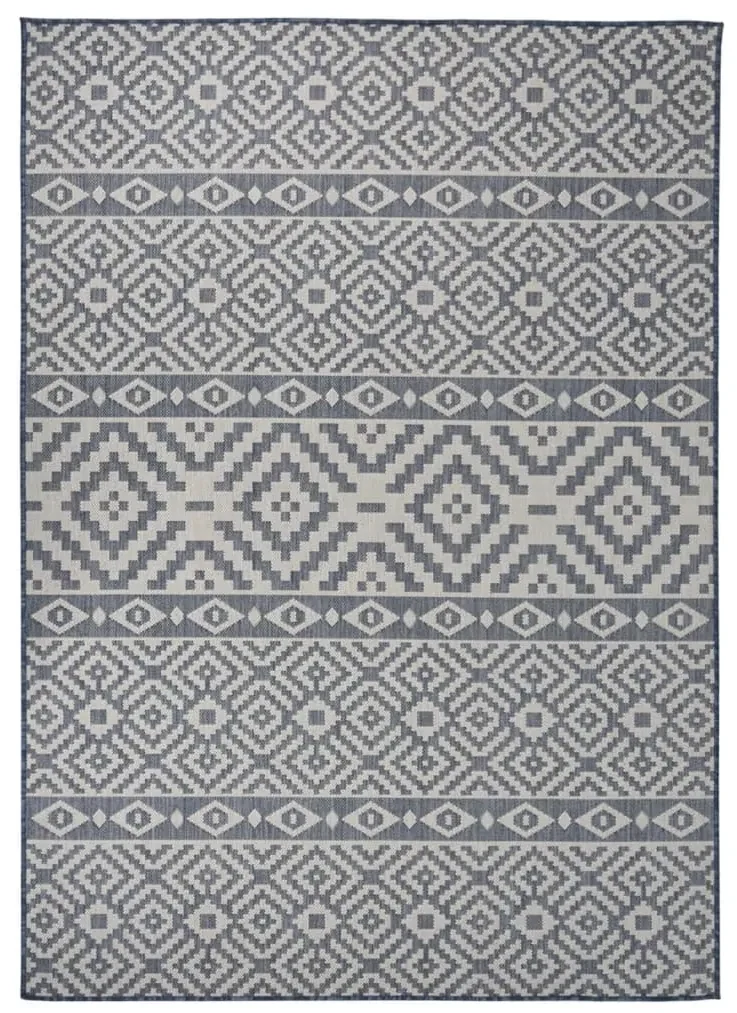 vidaXL Buitenkleed met patroon platgeweven 120x170 cm blauw