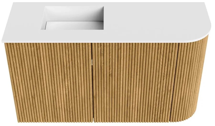 Mondiaz Joya 70cm toiletmeubel ronding rechts oak met wastafel faye links zonder kraangat talc