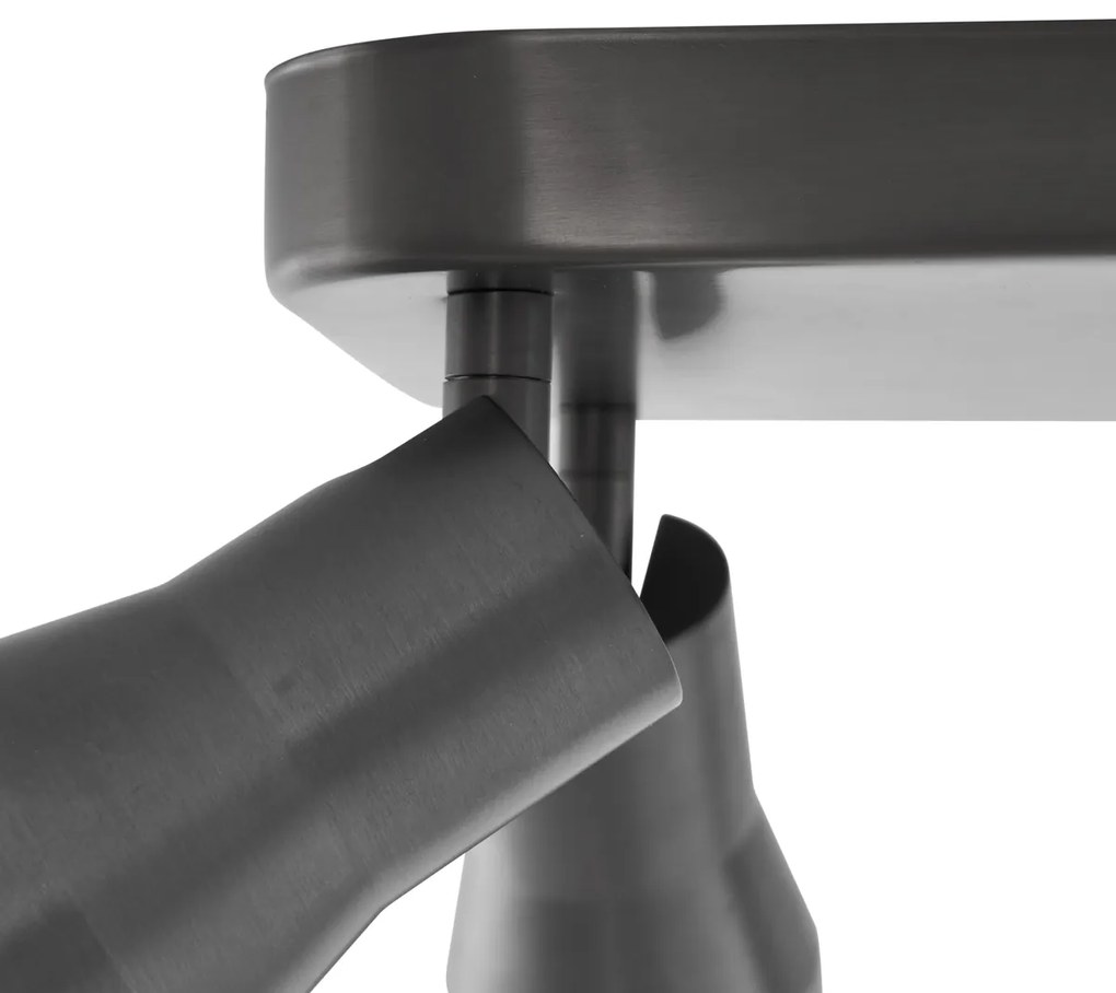 Plafondspot gunmetal GU10 50mm vierkant 4-lichts - Stanley