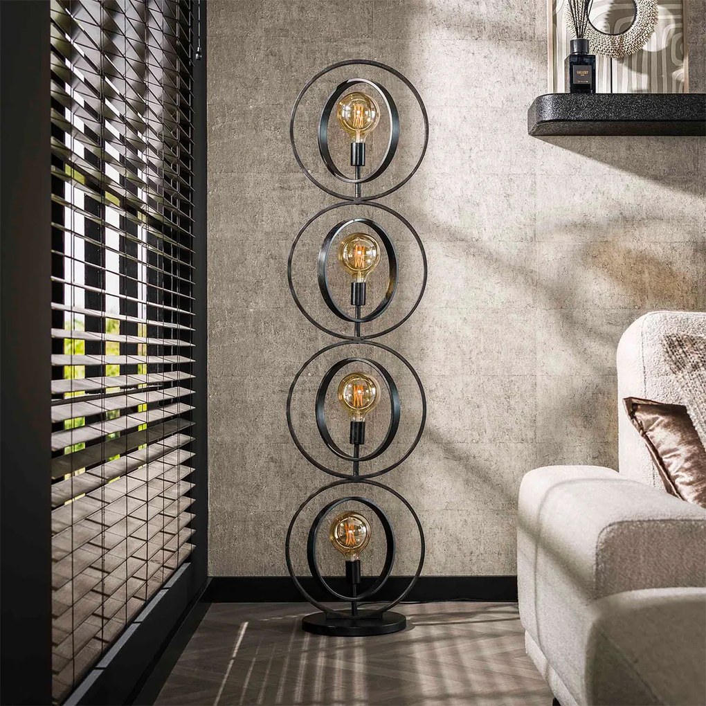 Vloerlamp Metalen Ringen Zwart