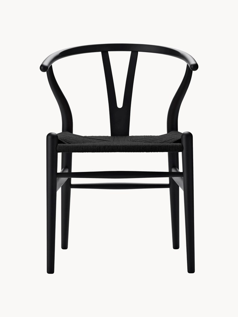 Houten stoel CH24 Wishbone Chair met handgevlochten zitvlak