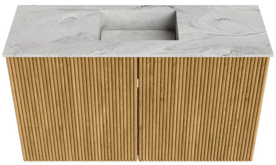 Mondiaz Joya DLux 70cm toiletmeubel oak met wastafel faye midden zonder kraangat glace