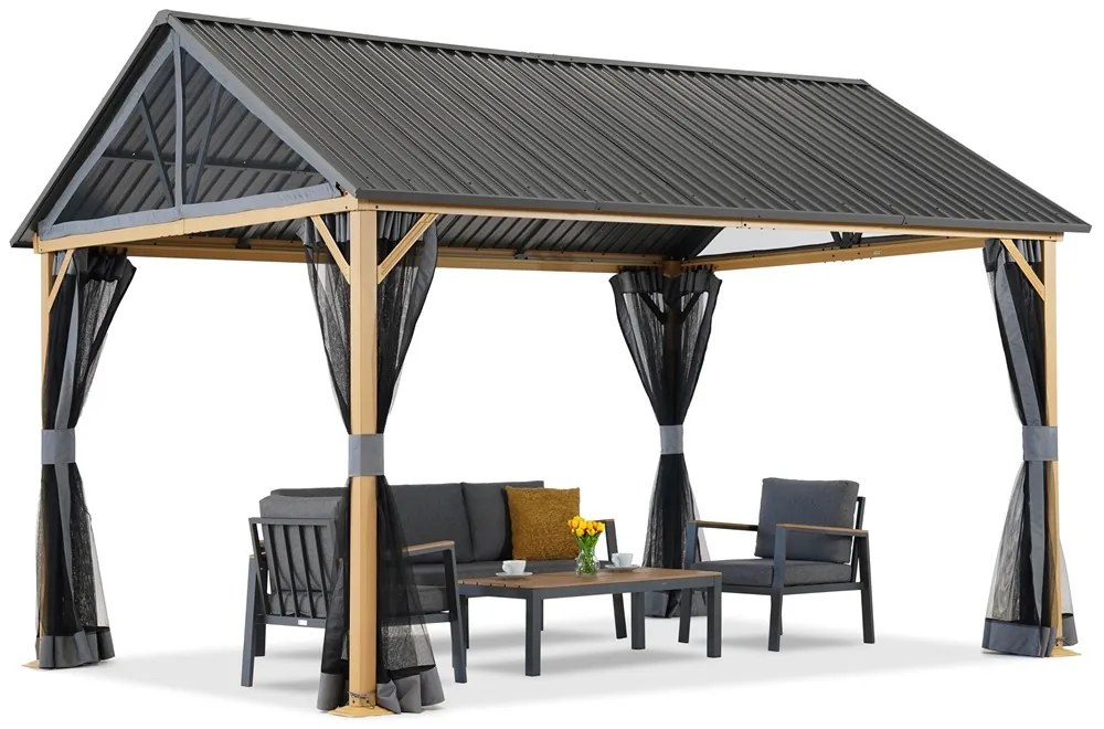 Teramo metalen tuinhuisje met klamboe 3x4 Tuinpunt