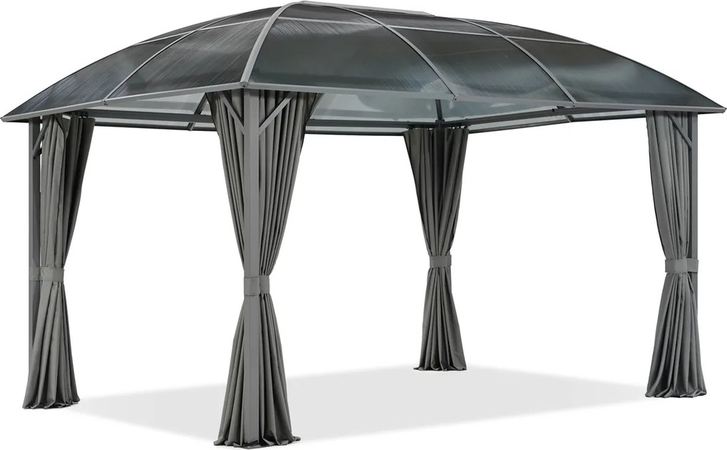 Dominican 3x4 metalen tuinhuisje met gordijnen Garden Point antraciet