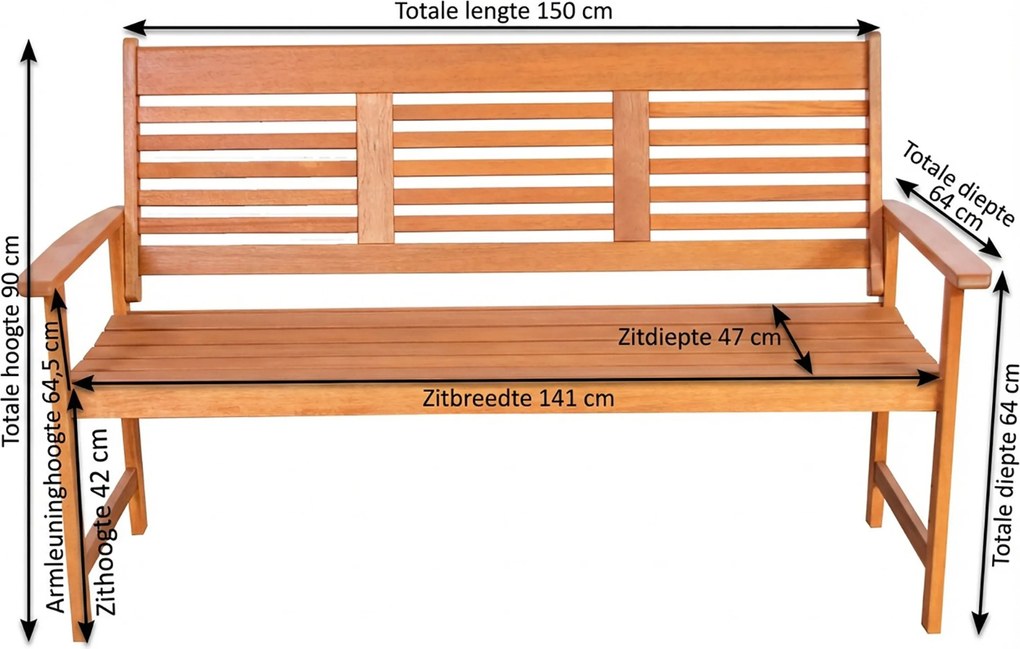 Tropical -seater Bench Grijs