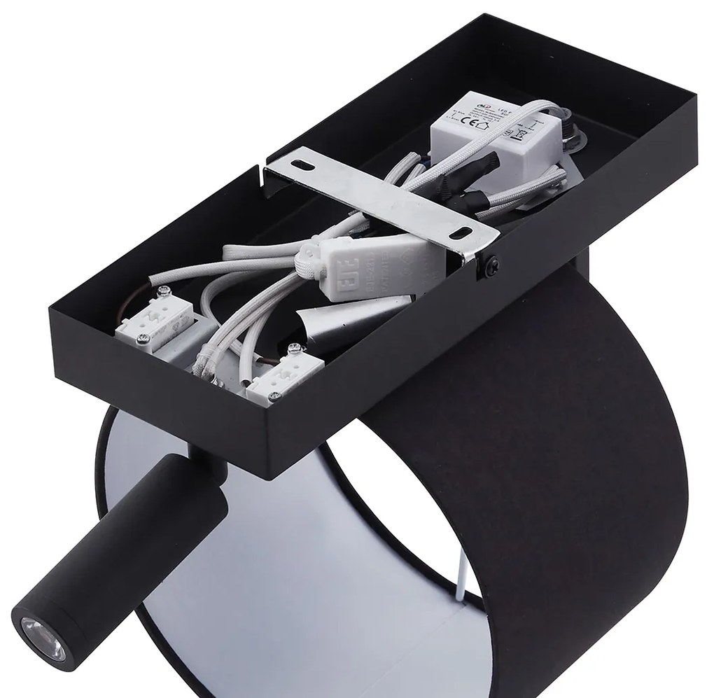 Moderne wandlamp zwart rond met leeslamp - Puglia