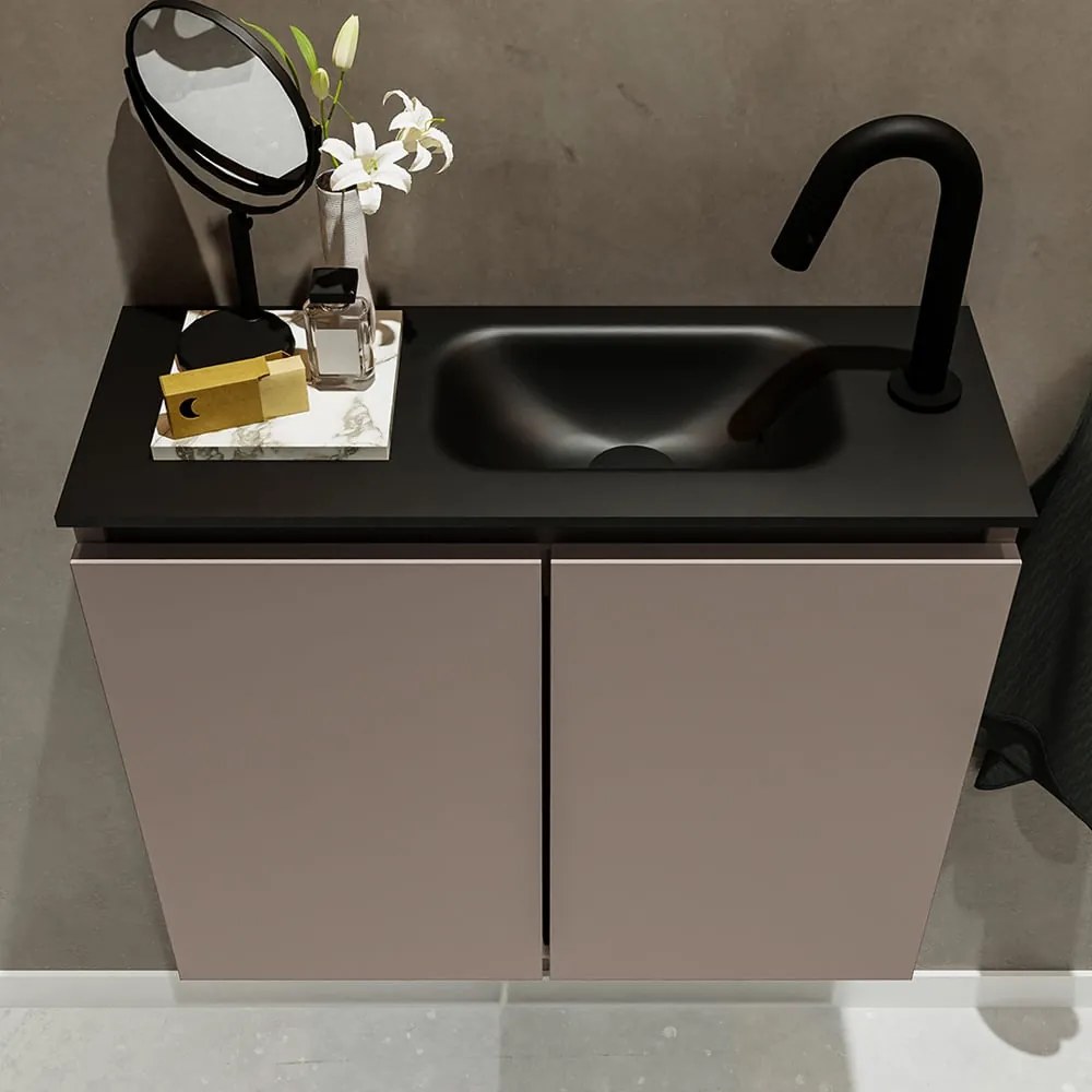 Mondiaz Ture 60cm toiletmeubel smoke met wastafel urban rechts 1 kraangat