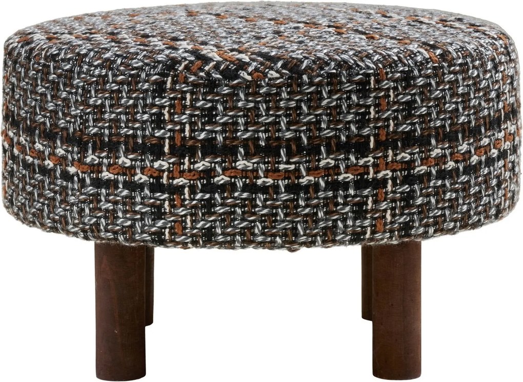 Falkirk Poef Tweed - Black/Brown