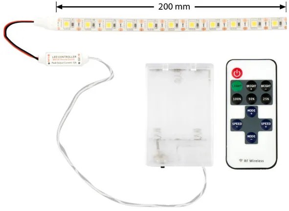 LED Strip Warm Wit Waterdicht Op 3xAA Batterijen, Dimbaar, Onderbouw