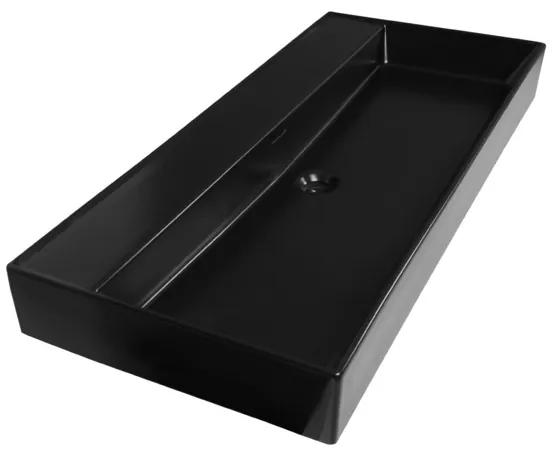 Saniclass Legend 100 wastafel zonder kraangaten 100.5x46.5x13 keramiek mat zwart 2224