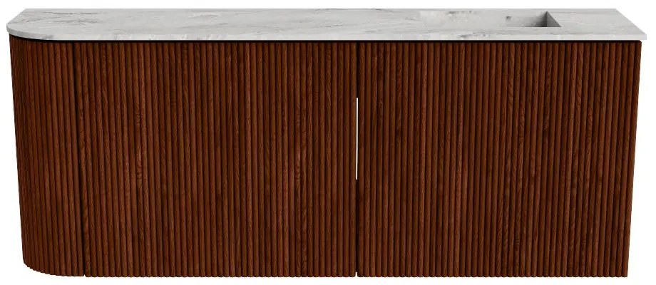 Mondiaz Joya DLux 100cm toiletmeubel ronding links ruby met wastafel faye rechts zonder kraangat glace