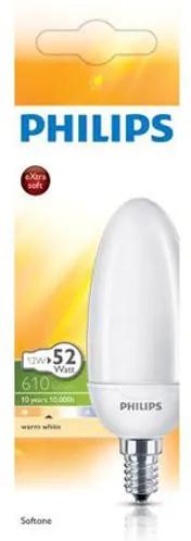 Softone spaarlamp kaars 12w 52w, E14 (kleine fitting)-fitting, warm wit