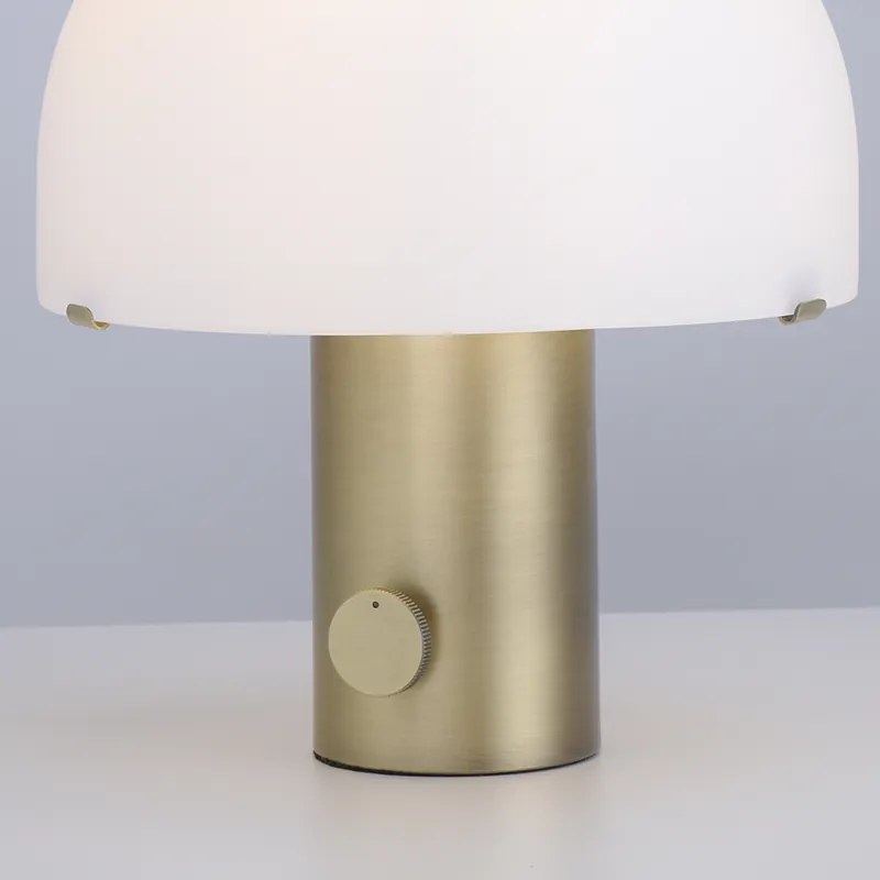 Design tafellamp messing met wit en dimmer - Gomba Retro E27 rond Binnenverlichting Lamp