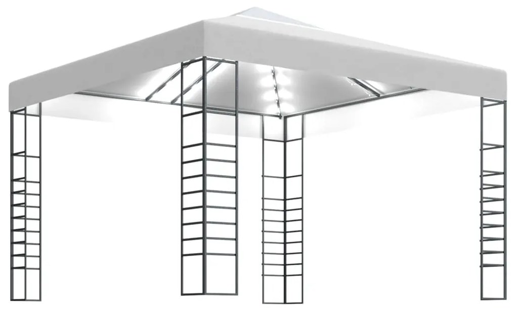 vidaXL Tuinpaviljoen met LED-lichtslinger 3x3 m wit