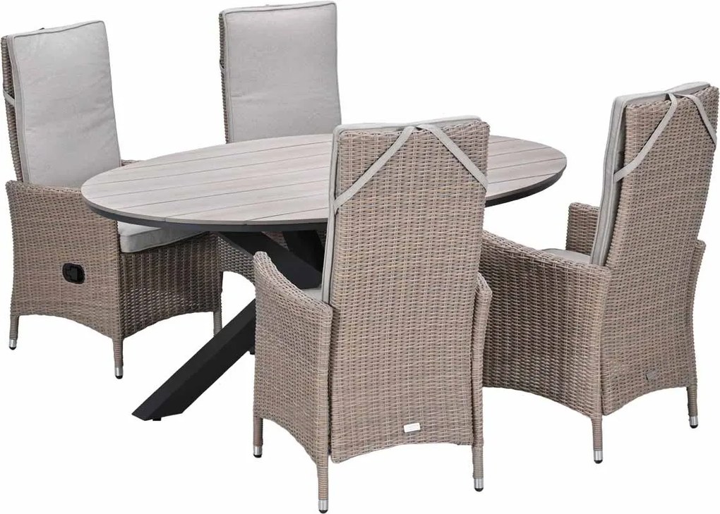 Garden Impressions Collin tuinset 5-delig - Tulli tuintafel 180 x 115 cm - light teak vironwood