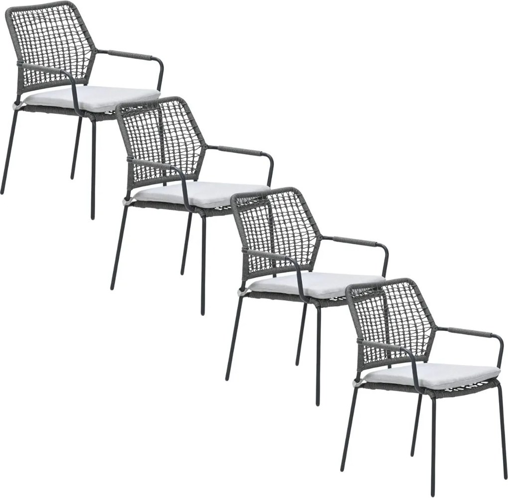 Garden Impressions Natas tuinstoel stapelbaar grijs - 4 stuks