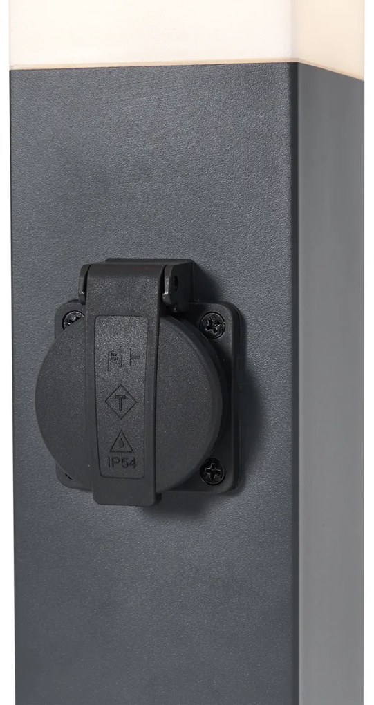 Buitenlamp donkergrijs met opaal glas 45cm IP44 met stopcontact en bewegingssensor - Malios