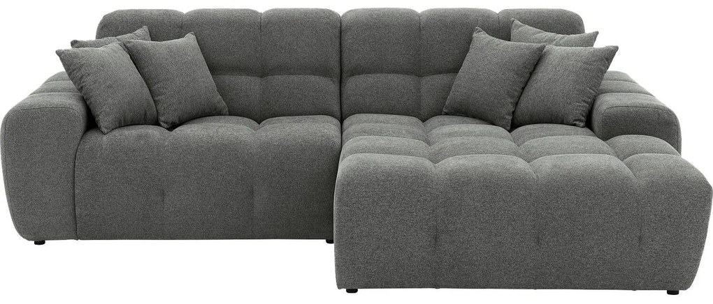 Goossens Excellent Bank Kubus - 30 X 30 Cm Stiksel grijs, stof, 1,5-zits, modern design met chaise longue rechts