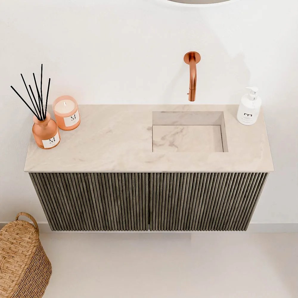 Mondiaz Joya DLux 70cm toiletmeubel shadow met wastafel faye rechts zonder kraangat frappe