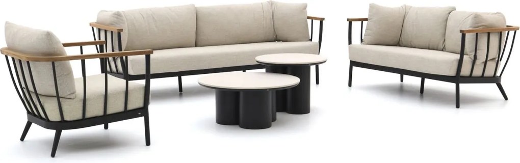 Stoel-bank loungeset Apple Bee | 6 personen | Loungeset Zwart | Aluminium | Kees Smit Tuinmeubelen