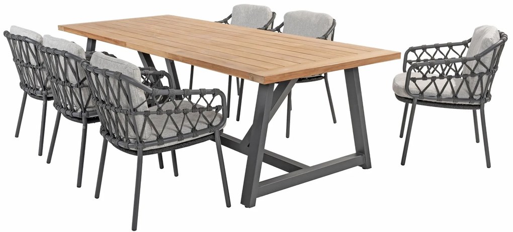 4 Seasons Outdoor Calpi tuinset antraciet met Noah tuintafel teak blad 260 x 100 cm SALE  Tuinset    houtkleur weerbestendig