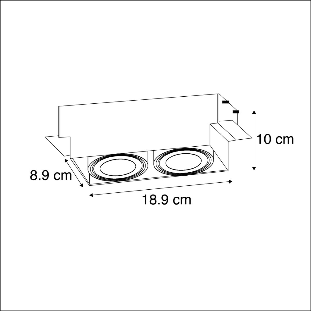 Set van 6 Inbouwspot zwart GU10 draai- en kantelbaar trimless 2-lichts - Oneon GU10 Binnenverlichting Lamp