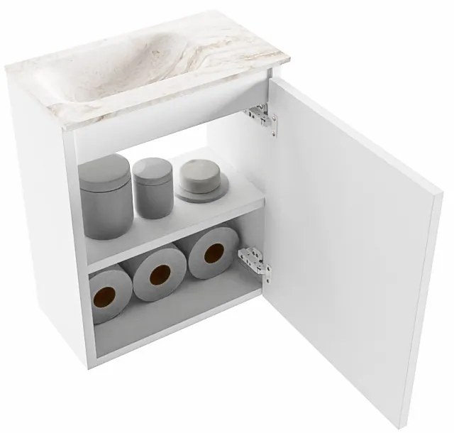 Mondiaz Ture DLux toiletmeubel 40cm talc met wastafel frappe links zonder kraangat