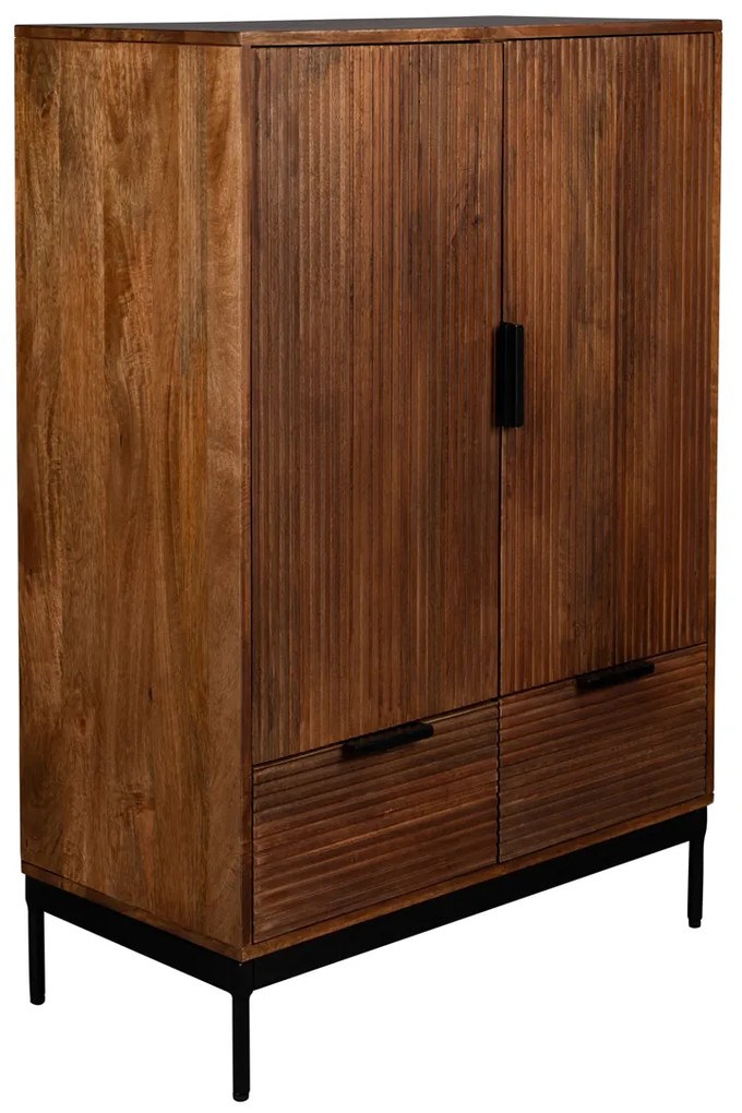 Wandkast Mangohout Met Ribbels - 80x40x115cm.
