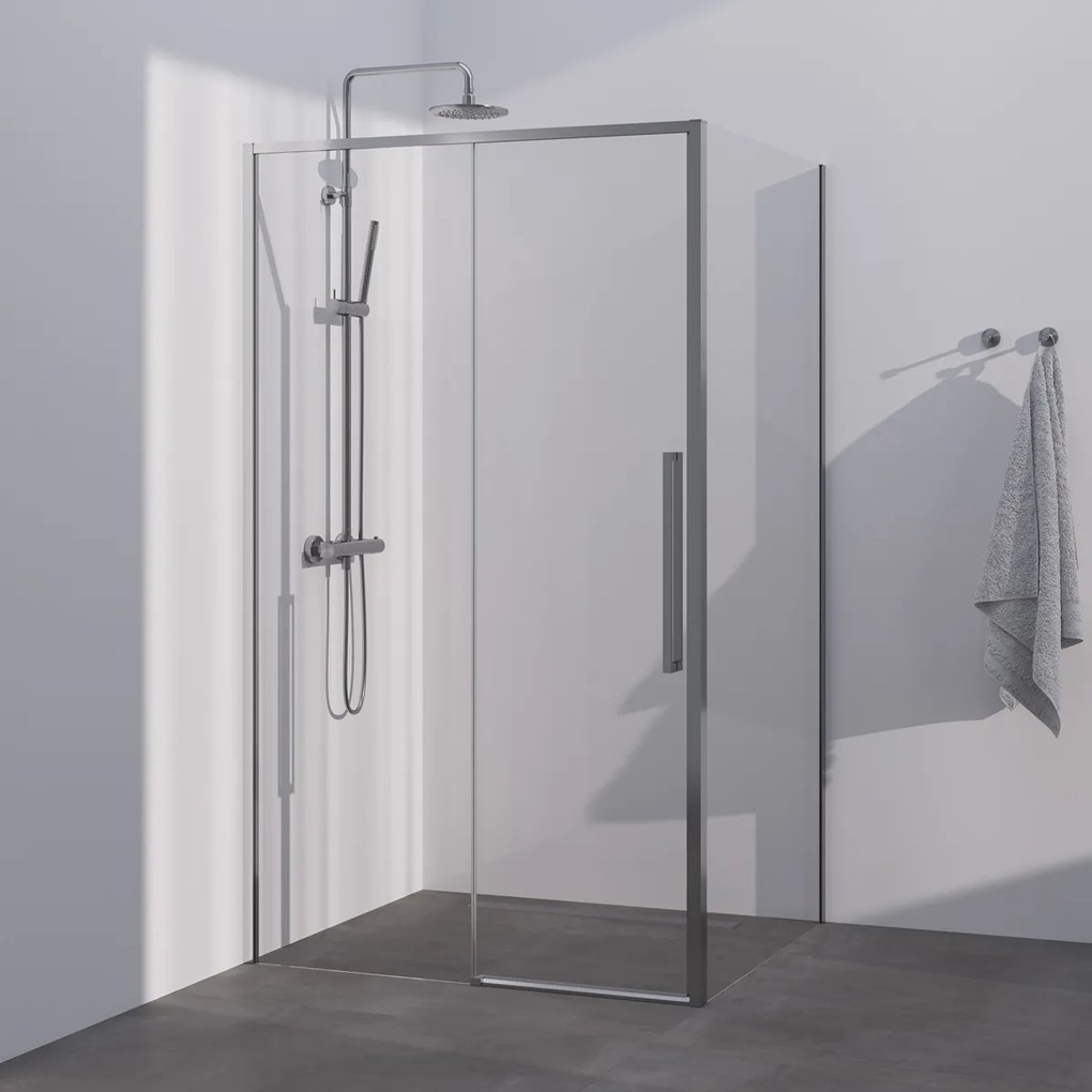 Brauer Season douchecabine met schuifdeur 120x80cm RVS