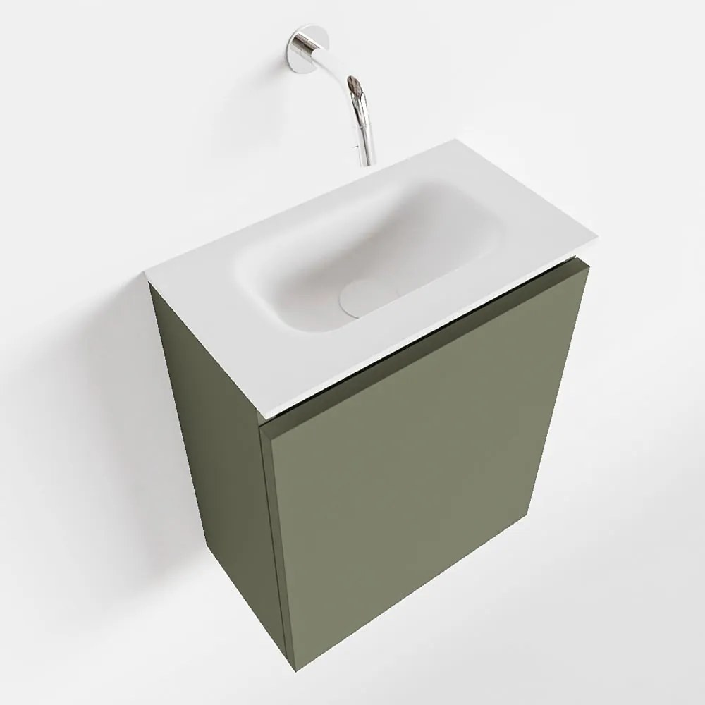Mondiaz Ture 40cm toiletmeubel army met wastafel talc midden geen kraangat