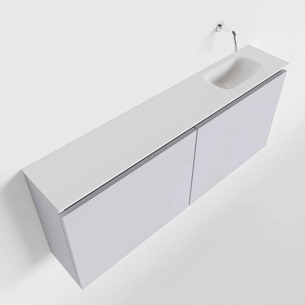 Mondiaz Ture 120cm toiletmeubel cale met wastafel talc rechts geen kraangat